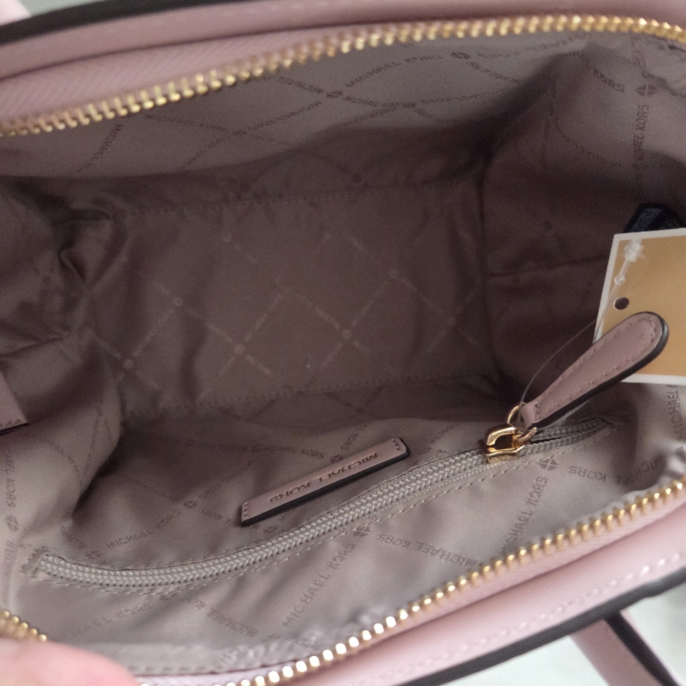 Michael Kors Avril Small Satchel Pink Leather Handbag Crossbody - Picture 8 of 14